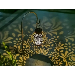 Lampion solarny ozdobny LED latarnia słoneczna czarna wisząca lampa