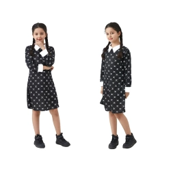 Sukienka wednesday addams strój kostium dla dzieci halloween przebranie 135