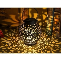Lampion solarny ozdobny LED latarnia słoneczna czarna wisząca lampa