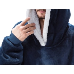 Ciepła bluza koc oversize XXL 2w1 gruba futrzak miękka z kapturem szlafrok — zdjęcie 10