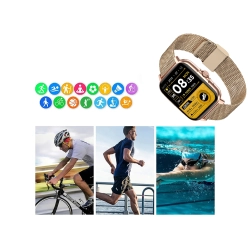 Smartwatch zegarek damski męski gumowy pasek sport bluetooth rozmowy złoty