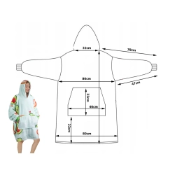 Ciepła bluza awokado koc oversize xxl 2w1 gruba futrzak miękka z kapturem