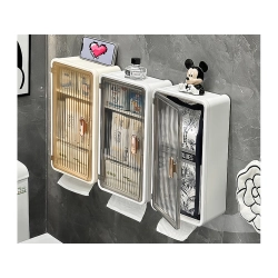 Półka łazienkowa naścienna wisząca 3 poziomy drzwiczki otwór na chusteczki