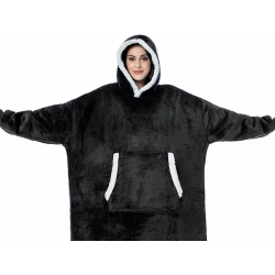 Ciepła bluza koc oversize xxl 2w1 gruba futrzak miękka z kapturem szlafrok