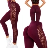 Legginsy damskie push up modelujące długie wysoki stan fitness bordowe l/xl