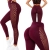Legginsy damskie push up modelujące długie wysoki stan fitness bordowe L/XL