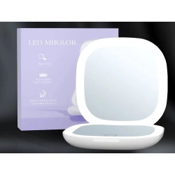 Lusterko do makijażu z podświetleniem led składane x5 do torebki podróżne