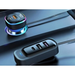 Transmiter bluetooth samochodowy fm 3x usb typ c adapter ładowarka - zdjęcie 4