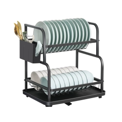 Suszarka do naczyń talerzy sztućców kubków dwupoziomowa ociekacz z tacką