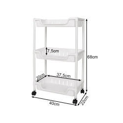 Półka łazienkowa szafka kuchenna regał mobilny na kółkach 3 poziomy haczyki
