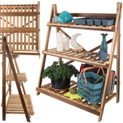 Kwietnik stojący drewniany wysoki na kwiaty doniczki 3 poziomowy regał