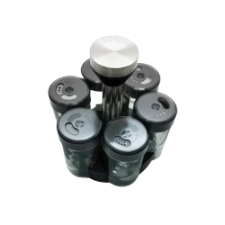 Organizer na przyprawy obrotowy pojemniki szklane 6 sztuk przyprawnik sól