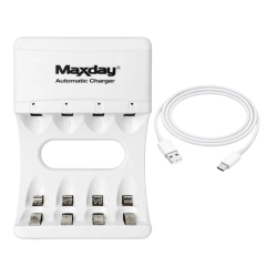 Ładowarka do akumulatorków AA i AAA USB-C LED 4 sloty szybkie ładowanie Verk Group