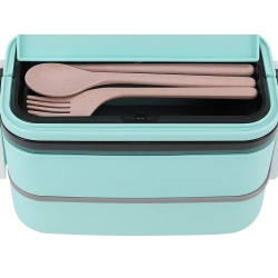 Śniadaniówka z przegródkami piętrowy pojemnik xxl sztućce lunchbox 1400ml