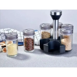 Organizer na przyprawy obrotowy pojemniki szklane 6 sztuk przyprawnik sól