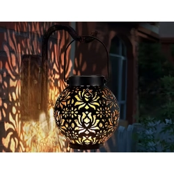 Lampion solarny ozdobny LED latarnia słoneczna czarna wisząca lampa