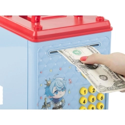 Skarbonka sejf bankomat na kod dostępu banknoty monety pieniądze kod pin