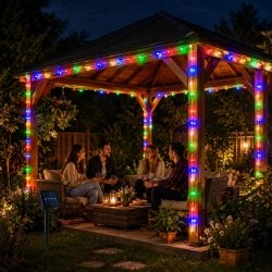 Lampki solarne ogrodowe LED wąż 7m 50 LED multikolor 8 trybów wodoodporne