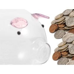 Świnka skarbonka szklana mała na pieniądze monety banknoty na prezent