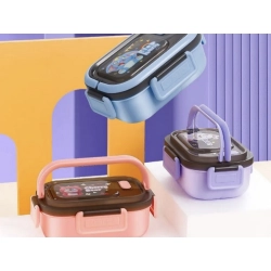 Lunchbox śniadaniówka pojemnik na śniadanie obiad z przegródkami sztućce — zdjęcie 4