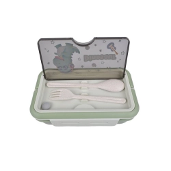 Lunchbox śniadaniówka pojemnik na śniadanie obiad sztućce z bidonem zestaw - zdjęcie 1