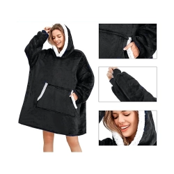 Ciepła bluza koc oversize xxl 2w1 gruba futrzak miękka z kapturem szlafrok