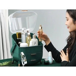 Organizer na kosmetyki z szufladami kuferek pojemny duży uchwyt elegancki