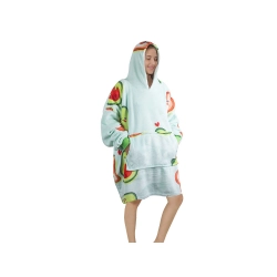 Ciepła bluza awokado koc oversize xxl 2w1 gruba futrzak miękka z kapturem