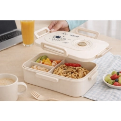 Lunchbox śniadaniówka pojemnik na śniadanie obiad z przegródkami sztućce — zdjęcie 8