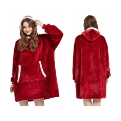 Ciepła bluza koc oversize xxl 2w1 gruba futrzak miękka z kapturem szlafrok