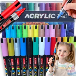 Markery akrylowe zestaw 24 szt pisaki flamastry mazaki wodoodporne z farbą