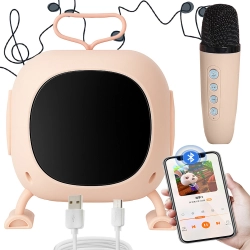 Głośnik bluetooth karaoke z mikrofonem led kolorowe kwadraty muzyka rgb