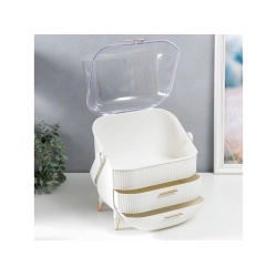 Organizer na kosmetyki z szufladami kuferek pojemny duży uchwyt elegancki