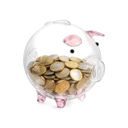 Świnka skarbonka szklana mała na pieniądze monety banknoty na prezent