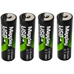 Akumulatorki baterie paluszki AA Li-Ion 1,5V 2200mWh 4 sztuki ładowane USB-C