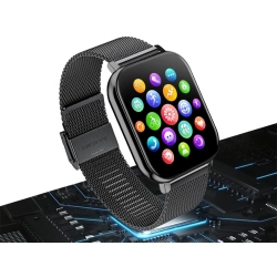 Smartwatch zegarek damski męski gumowy pasek sport bluetooth rozmowy czarny