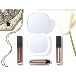 Lusterko do makijażu z podświetleniem led składane x5 do torebki podróżne