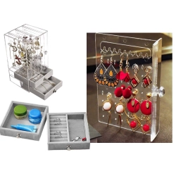 Organizer na biżuterię szkatułka ekspozytor zamsz