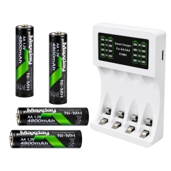 Ładowarka do akumulatorków AA i AAA Verk Group z 4 akumulatorkami AA i kablem USB-C