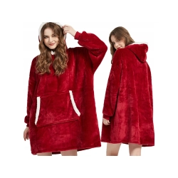 Ciepła bluza koc oversize xxl 2w1 gruba futrzak miękka z kapturem szlafrok