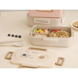 Lunchbox śniadaniówka pojemnik na śniadanie obiad z przegródkami sztućce — zdjęcie 6