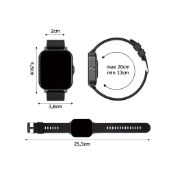 Smartwatch zegarek damski męski gumowy pasek sport bluetooth rozmowy czarny