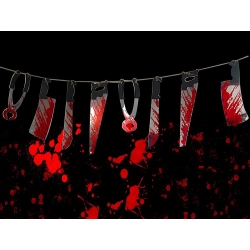 Girlanda halloween 2m noże narzędzia tasak zakrwawione dekoracja halloween