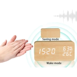 Elektroniczny budzik zegar termometr higrometr usb