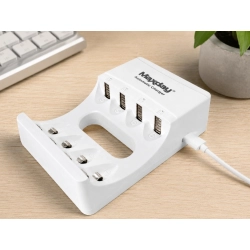 Ładowarka do akumulatorków AA i AAA USB-C LED 4 sloty szybkie ładowanie Verk Group