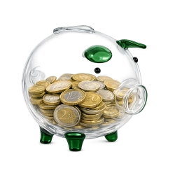 Świnka skarbonka szklana mała na pieniądze monety banknoty na prezent