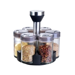 Organizer na przyprawy obrotowy pojemniki szklane 6 sztuk przyprawnik sól