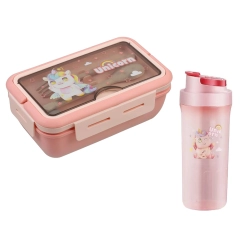 Lunchbox śniadaniówka pojemnik na śniadanie obiad sztućce z bidonem zestaw