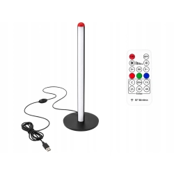 Lampa podłogowa LED RGB 50 cm sterowana pilotem czarna USB 7 kolorów