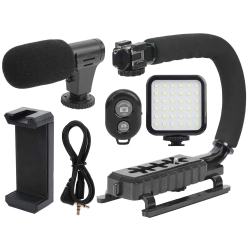 Zestaw do vlogowania nagrywanie filmów statyw mikrofon do telefonu uchwyt